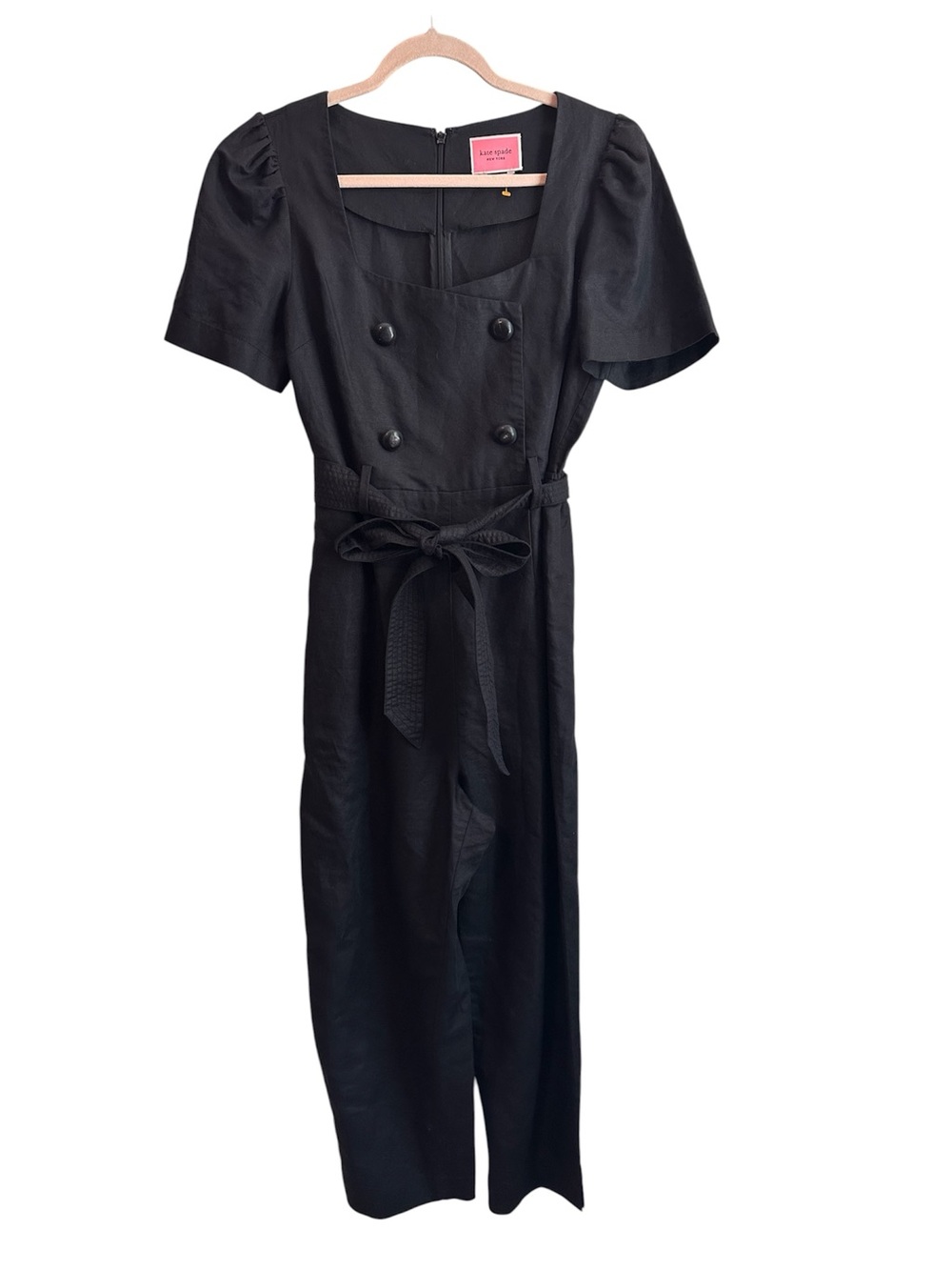 kate spade Black Short Sleeve Double-Breasted Cropped Jumpsuit